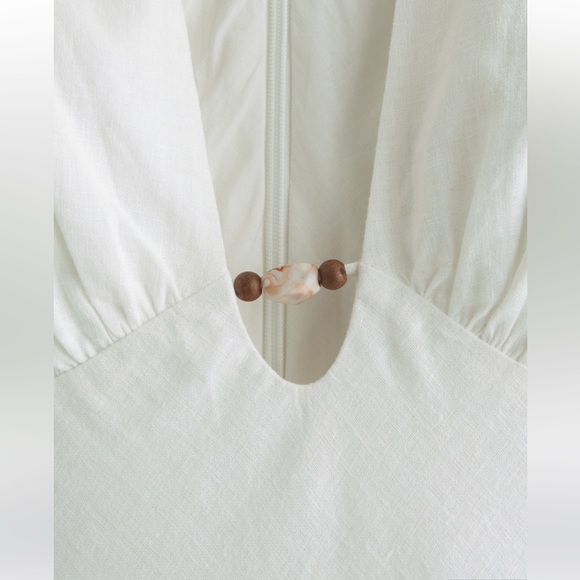 Beaded Plunge Linen-Blend Maxi Dress - Picture 5 of 5